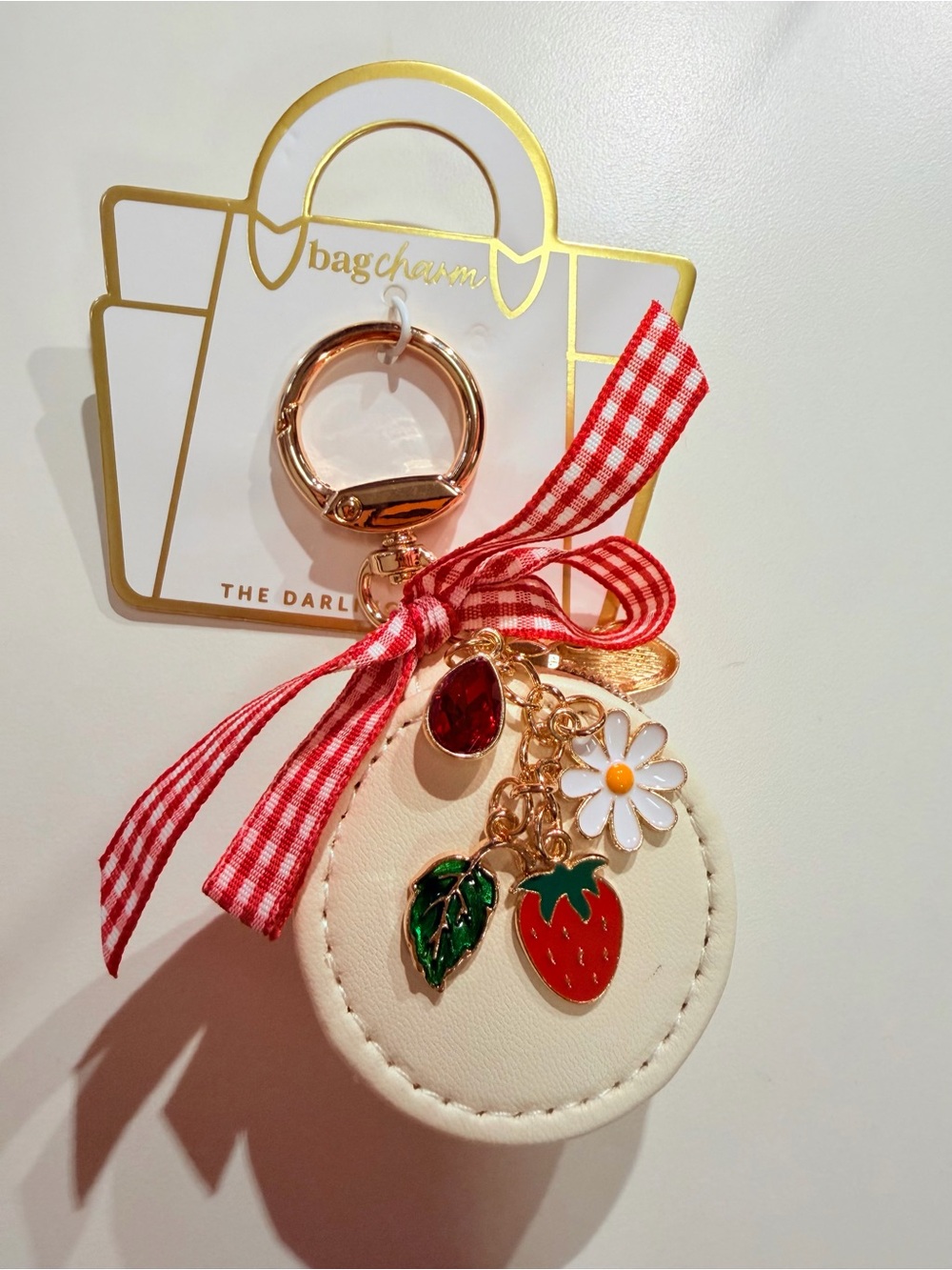Bag Charm Keychain with Red Bow and Charms - Picture 4 of 5